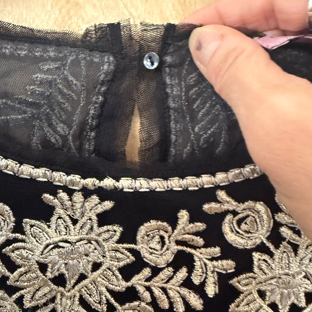 Calypso St Barth Black Embroidered Peasant Top - Picture 11 of 13
